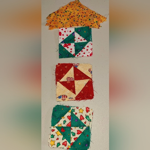 UnFinished HandMade Quilted Triangles & Squares HEARTS Quilting Sewing Cotton - Picture 3 of 15